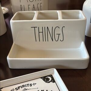 White Ceramic Organizer by Rae Dunn